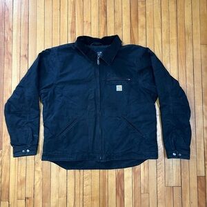 Carhartt Duck Detroit Jacket Black XL Relaxed Fit Blanket Lined Work Jacket
